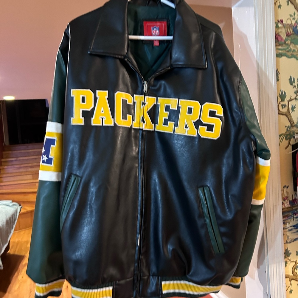 Nice NFL leather bomber jacket Green Bay Packers